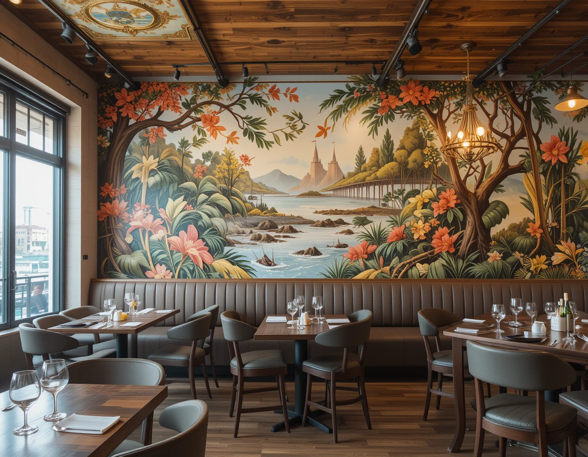 Restaurant wall murals